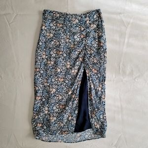 Floral Print Midi Split Leg Skirt